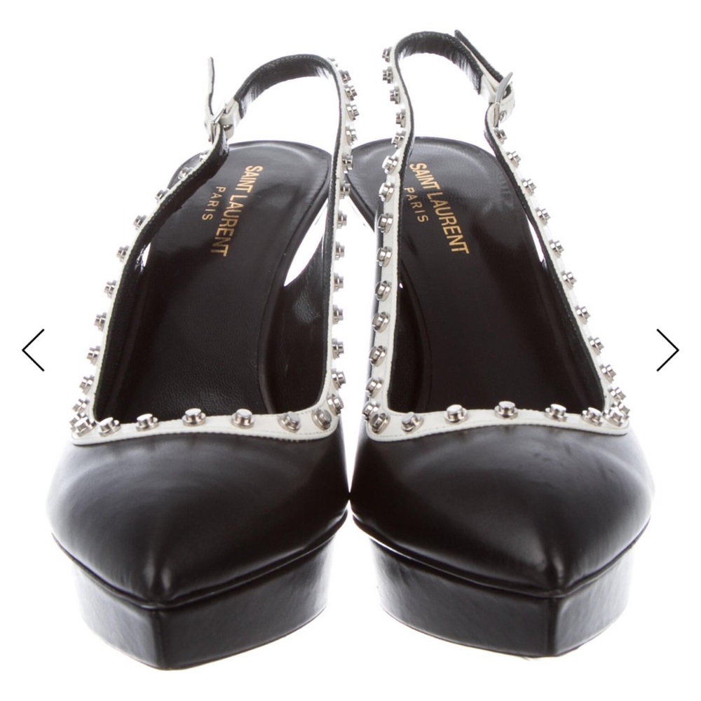 Never worn, Saint Laurent Black and Silver Studded Heels with box size 9.5